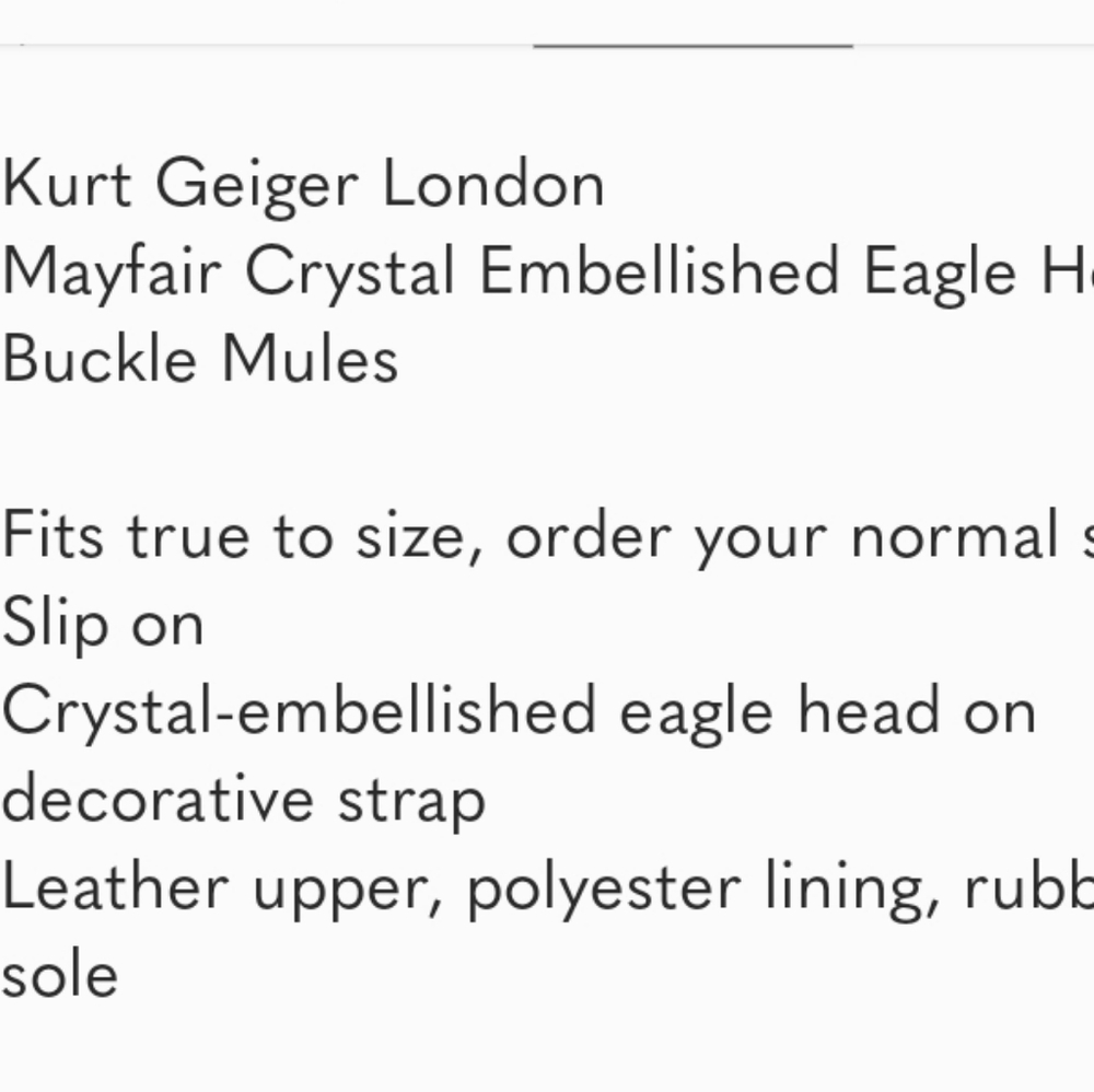 Kurt Geiger London Mayfair Crystal Embellished Eagle Head Buckle Mules Black - Picture 9 of 11